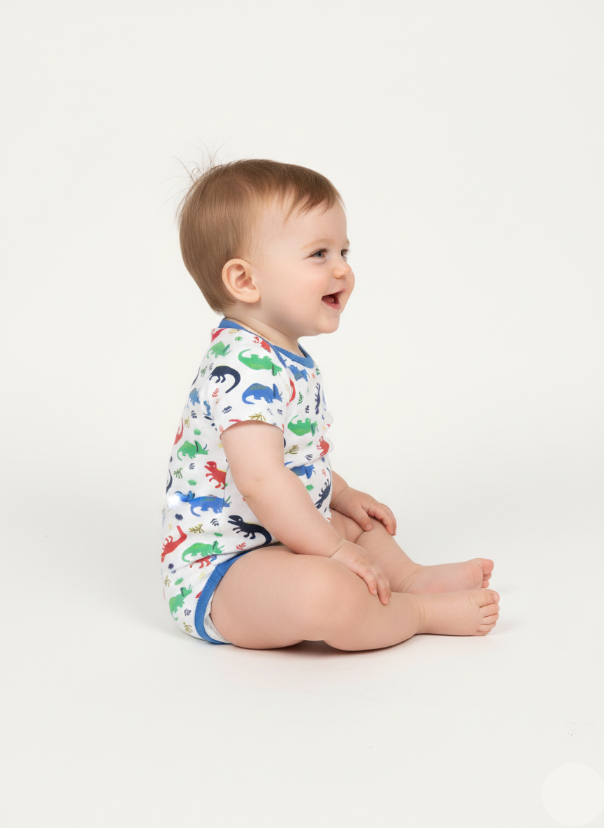 Infant Dino Print Short Sleeve Romper KR-04