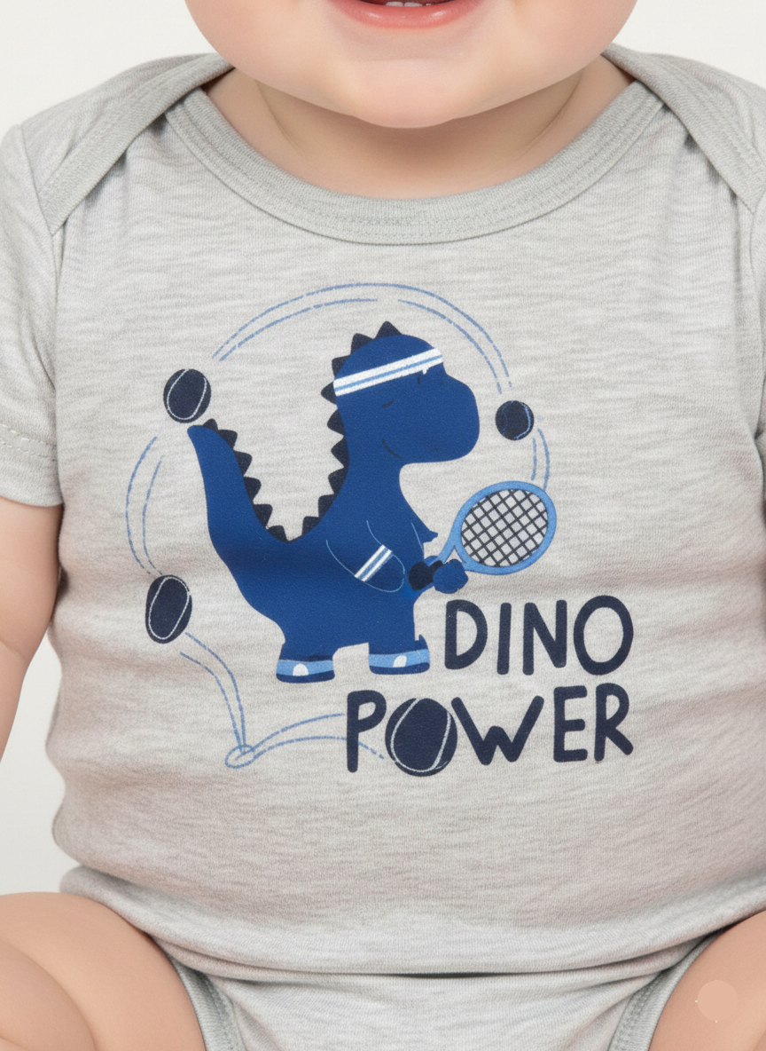 Baby Boys Dino Power Printed Cotton Bodysuit KR-02