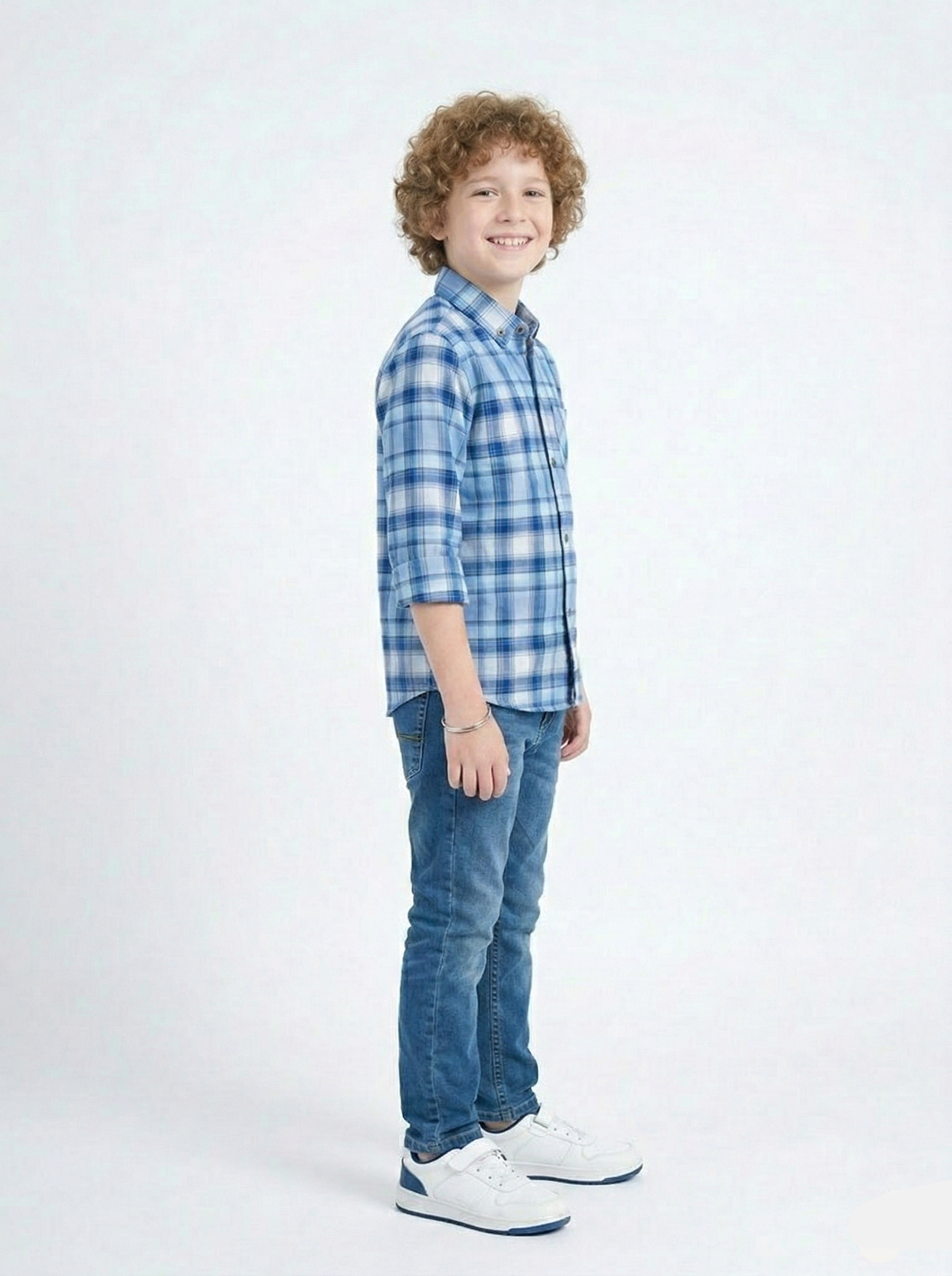 Boys Blue Checkered Casual Shirt  (BS-08)