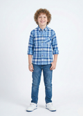 Boys Blue Checkered Casual Shirt  (BS-08)