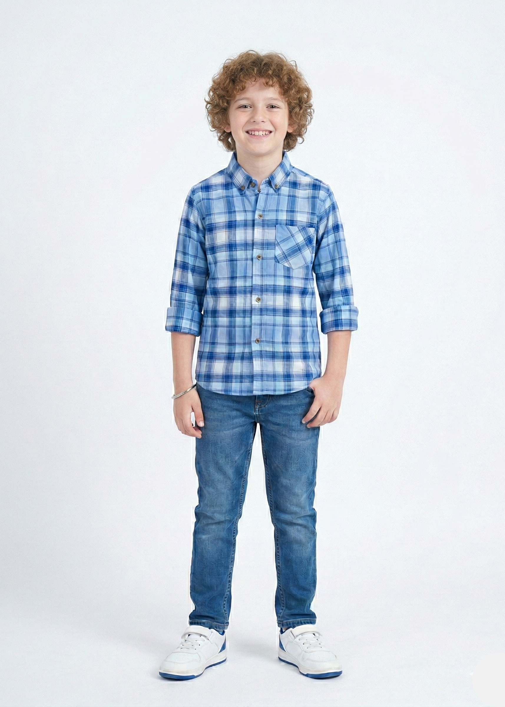 Boys Blue Checkered Casual Shirt  (BS-08)