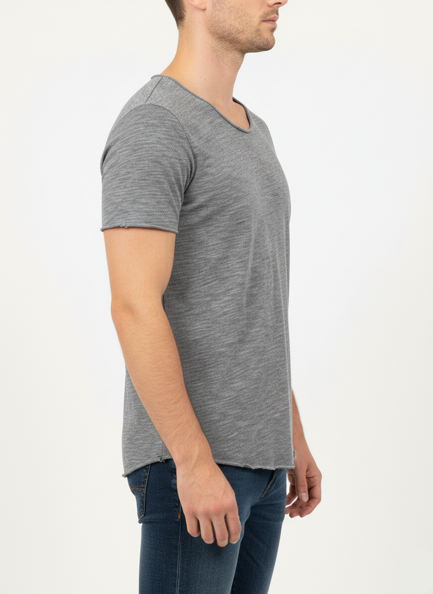 Men’s Solid Grey Cotton Summer T-Shirt – Slim Fit MT- 22