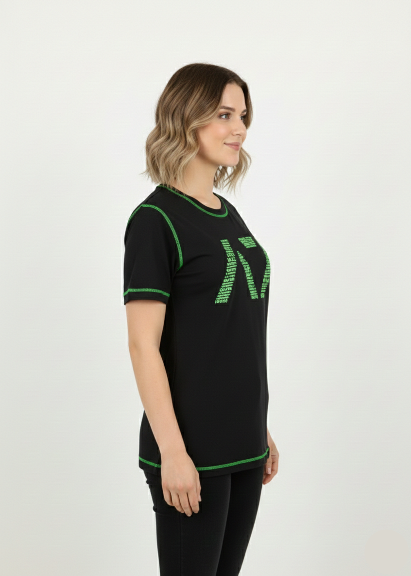 Women’s Black Gym T-Shirt – Breathable Athletic Workout & Training Top - WT-01