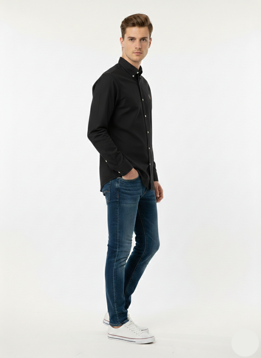 Men's Casual Shirt - Black (Ralph Lauren Brand) MS-08