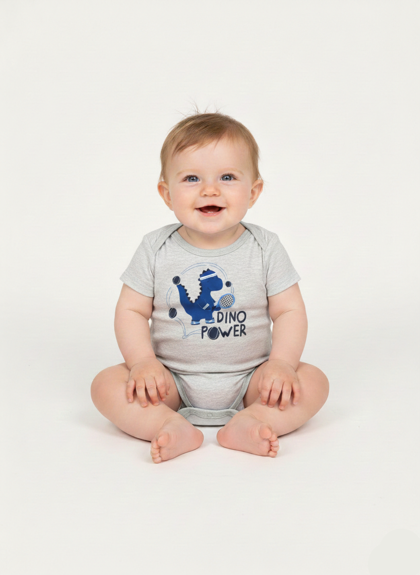 Baby Boys Dino Power Printed Cotton Bodysuit KR-02
