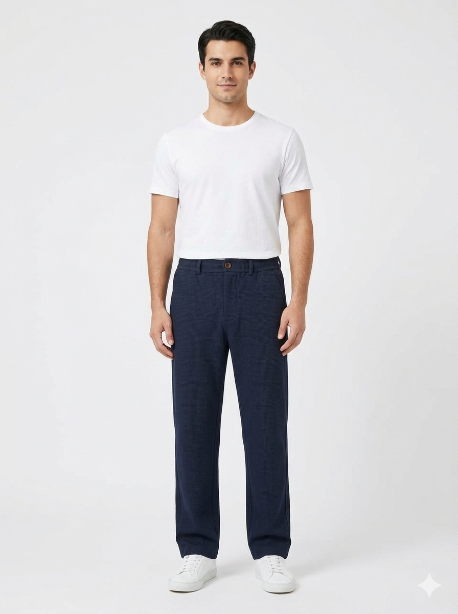 Men's Navy Blue Regular Fit Trousers MTR-12