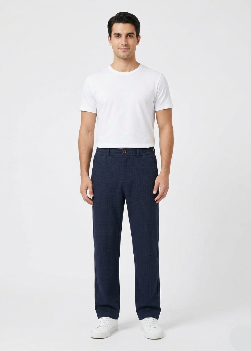 Men's Navy Blue Regular Fit Trousers MTR-12