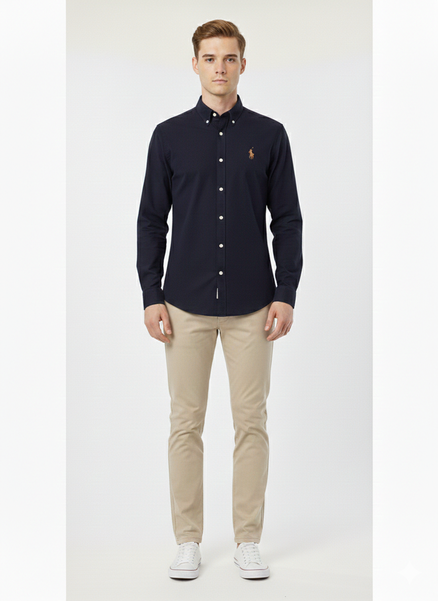 Men's Casual Shirt - Navy Blue (Ralph Lauren Brand) MS-07