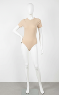 Girls Half Sleeves Bodysuit - Beige