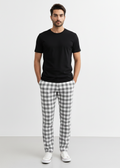 Men's Light Grey Cotton Check Trousers MTR-3