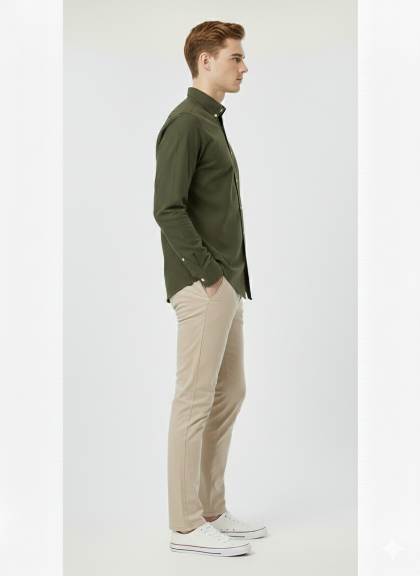 Men's Casual Shirt - Bottle Green (Ralph Lauren Brand) MS-04