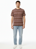 Mens T-shirt - Brown With Lines (Blend Brand) - MT03