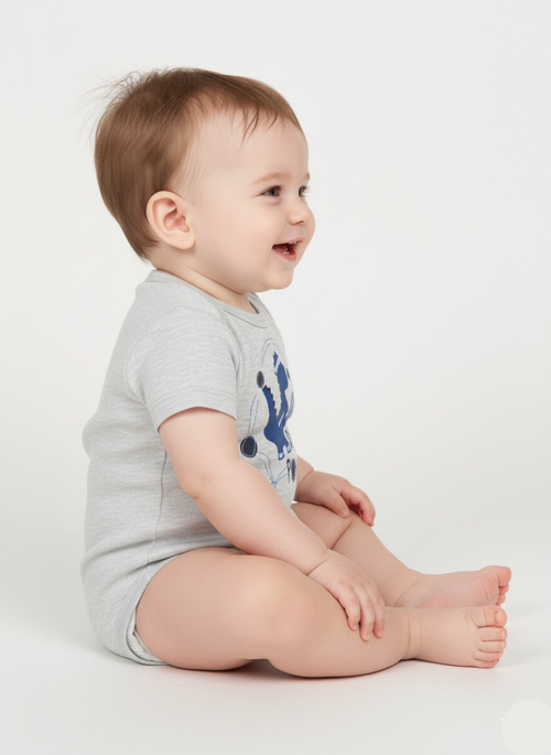 Baby Boys Dino Power Printed Cotton Bodysuit KR-02