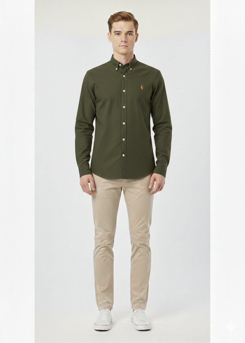 Men's Casual Shirt - Bottle Green (Ralph Lauren Brand) MS-04