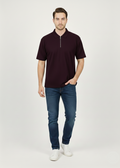 Men’s Textured Zip Polo T-Shirt Dark Purple (Western stop Brand) - MPT-11