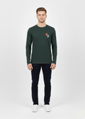 Men’s Dark Green Full Sleeve T-Shirt with Front & Back Graphic Print –  MT- 14