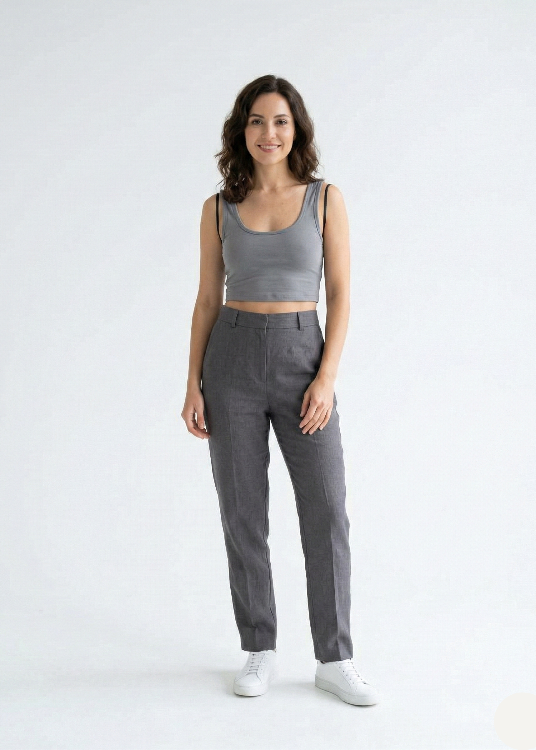 Cloud-Soft Cropped Tank in Slate - Grey