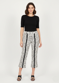 Ladies Floral Print Casual Trousers – Stylish Black & White Pants W-13