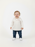 Baby Girls Beige Full Sleeves Ruffle Neck Soft Cotton Top for Everyday Comfort  GT-30