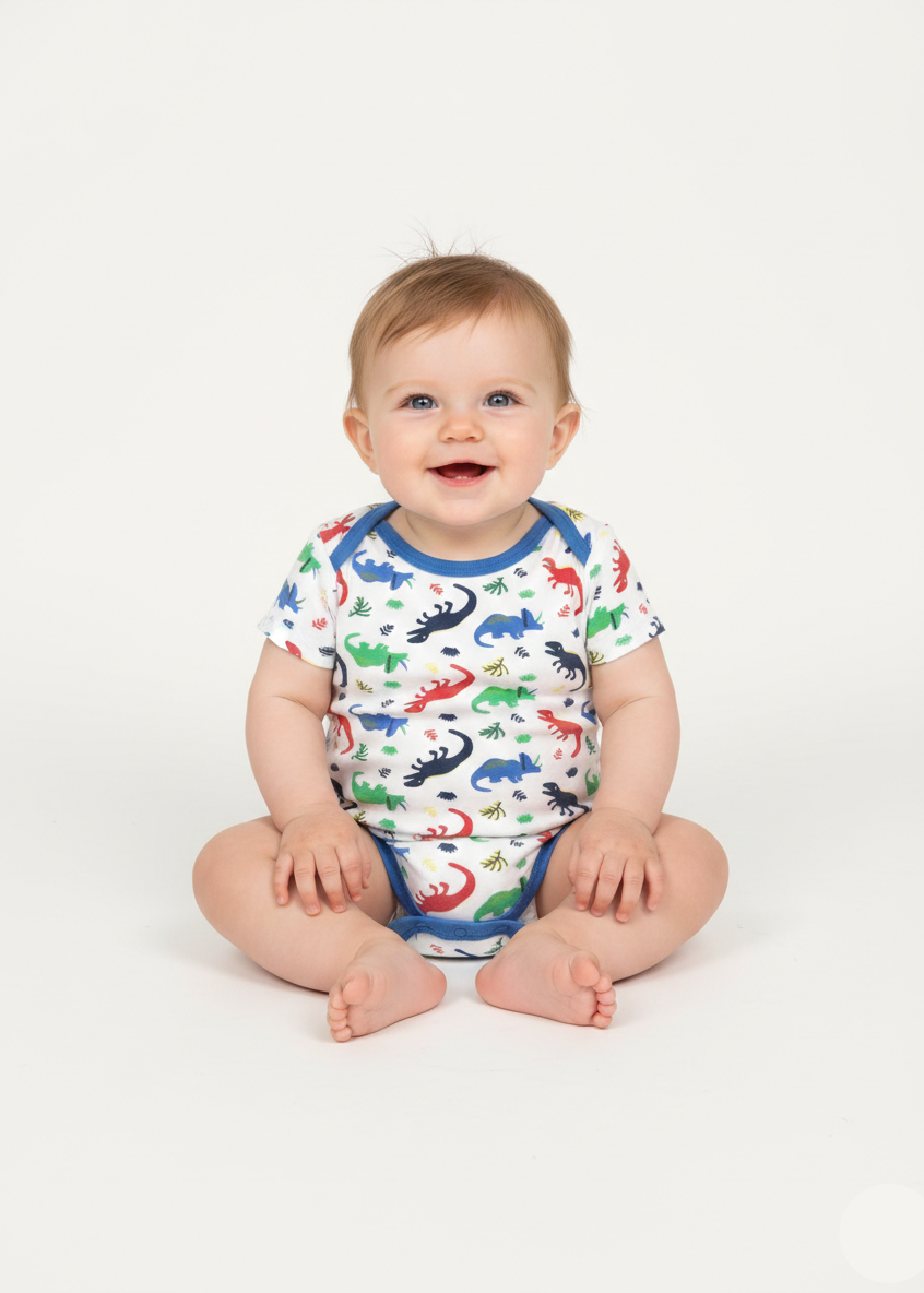 Infant Dino Print Short Sleeve Romper KR-04