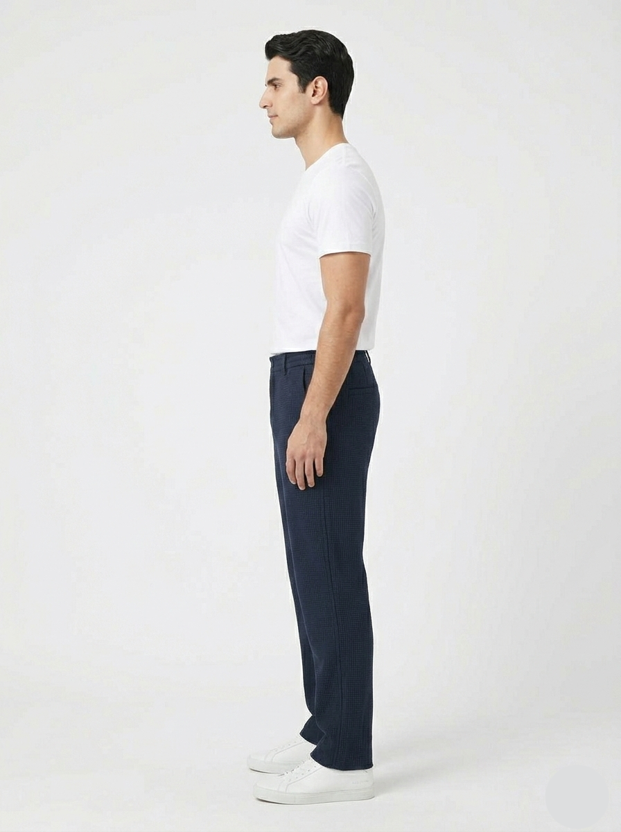 Men's Navy Blue Regular Fit Trousers MTR-12