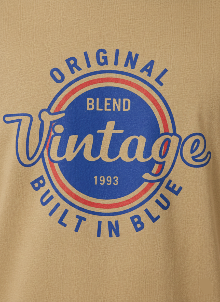 Men’s Vintage Print T-Shirt – Casual Brown Half Sleeve Graphic Tee - MT- 18