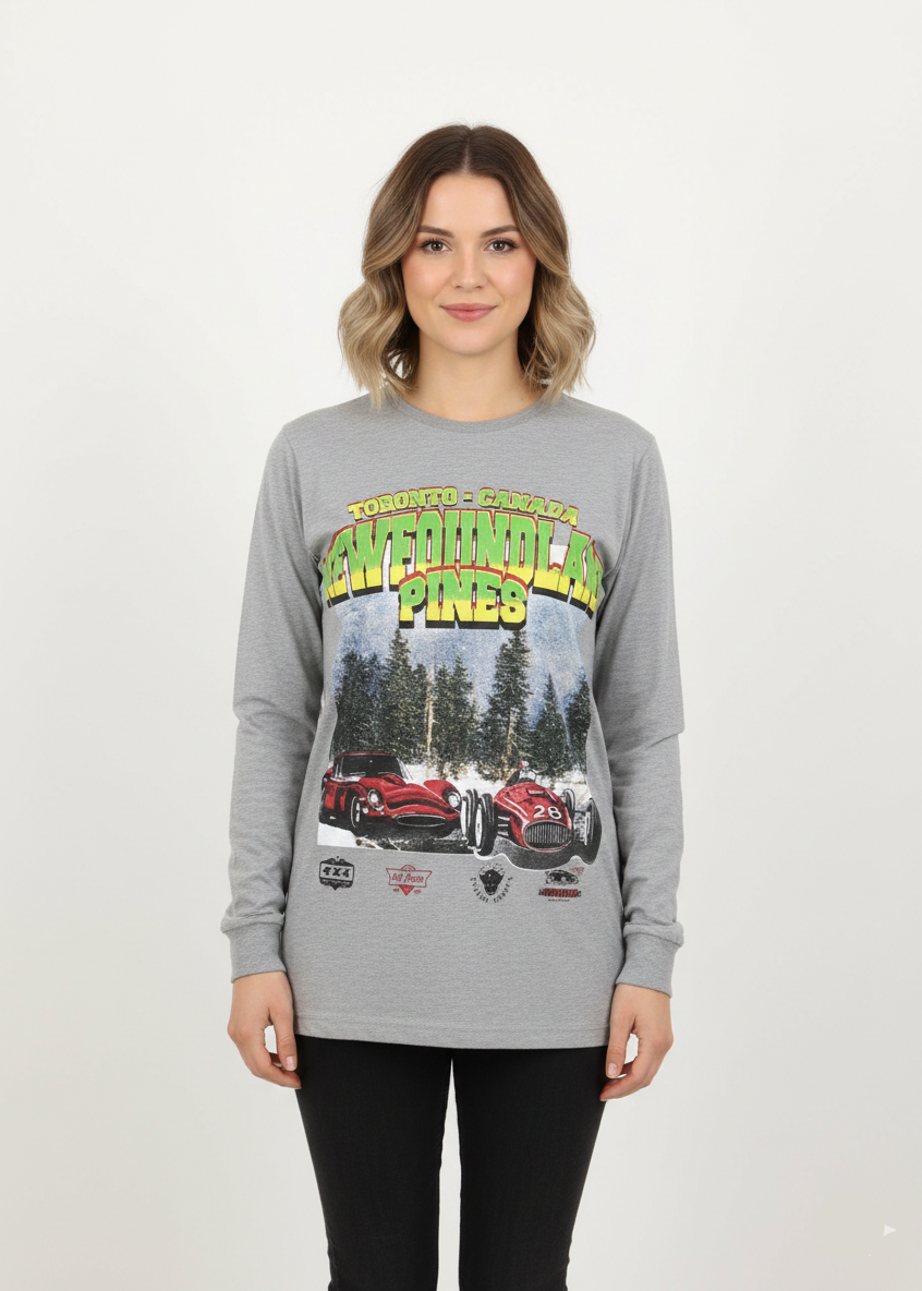 Women’s Grey Full Sleeves Graphic Printed T-Shirt  (Missguided Brand) - WT-01