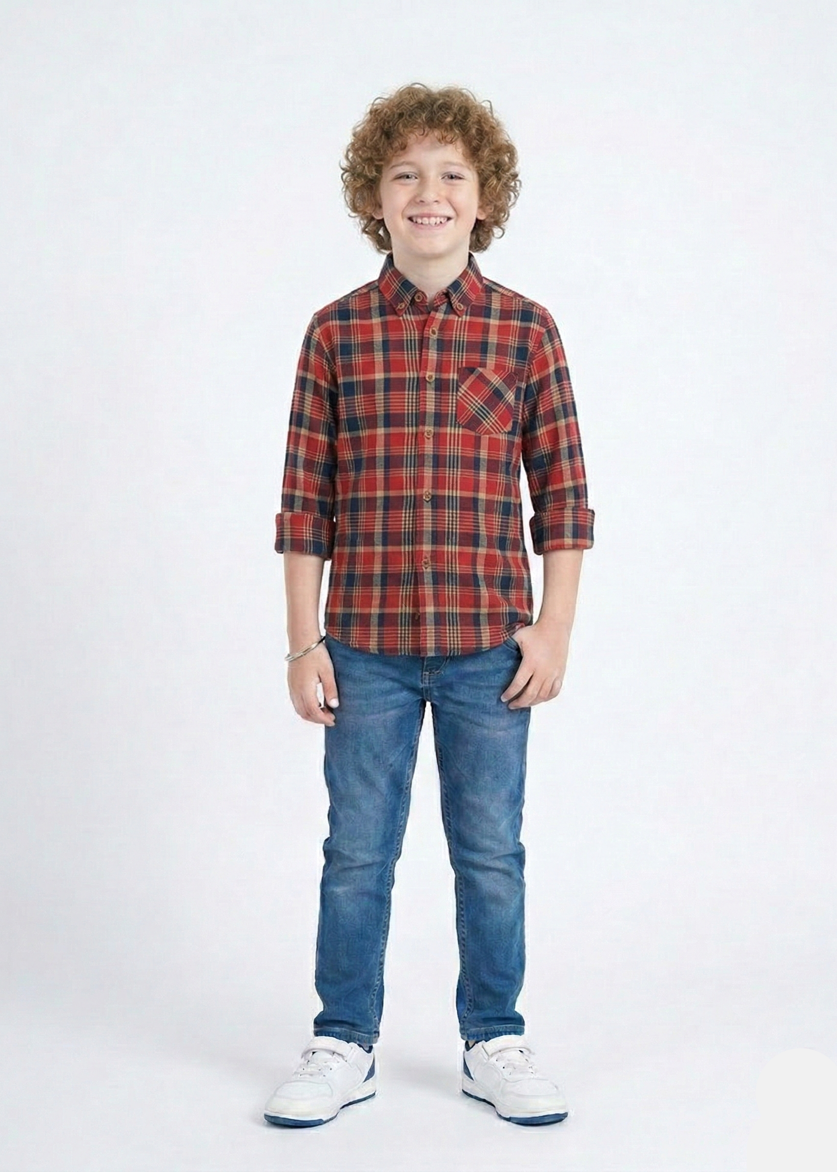 Boys Red Checkered Casual Shirt  (BS-12)