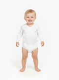 Infant White Cotton Romper – Full Sleeve Snap Button Baby Bodysuit (H&M) KR-05