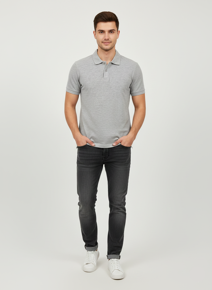 Mens Polo T-shirt - Light Gray (Splash Brand) - MPT01