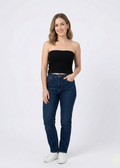 Ribbed Knit Tube Top in Black (W-32)