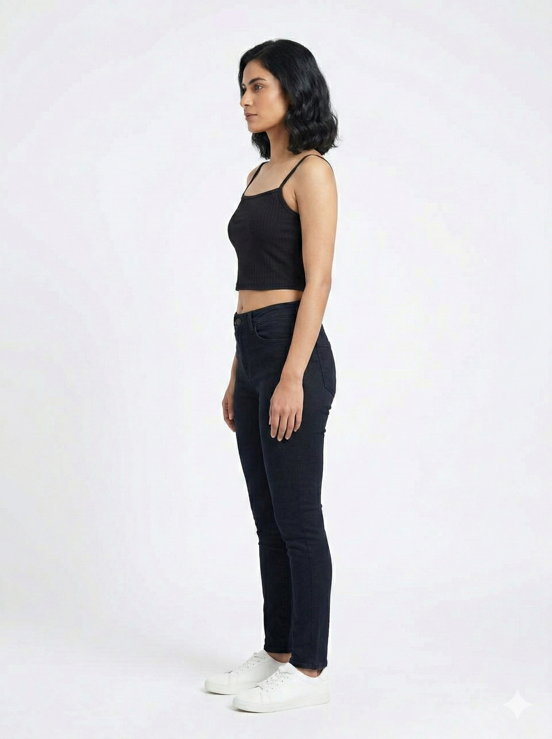 Ribbed Square-Neck Camisole- Black (W-30)