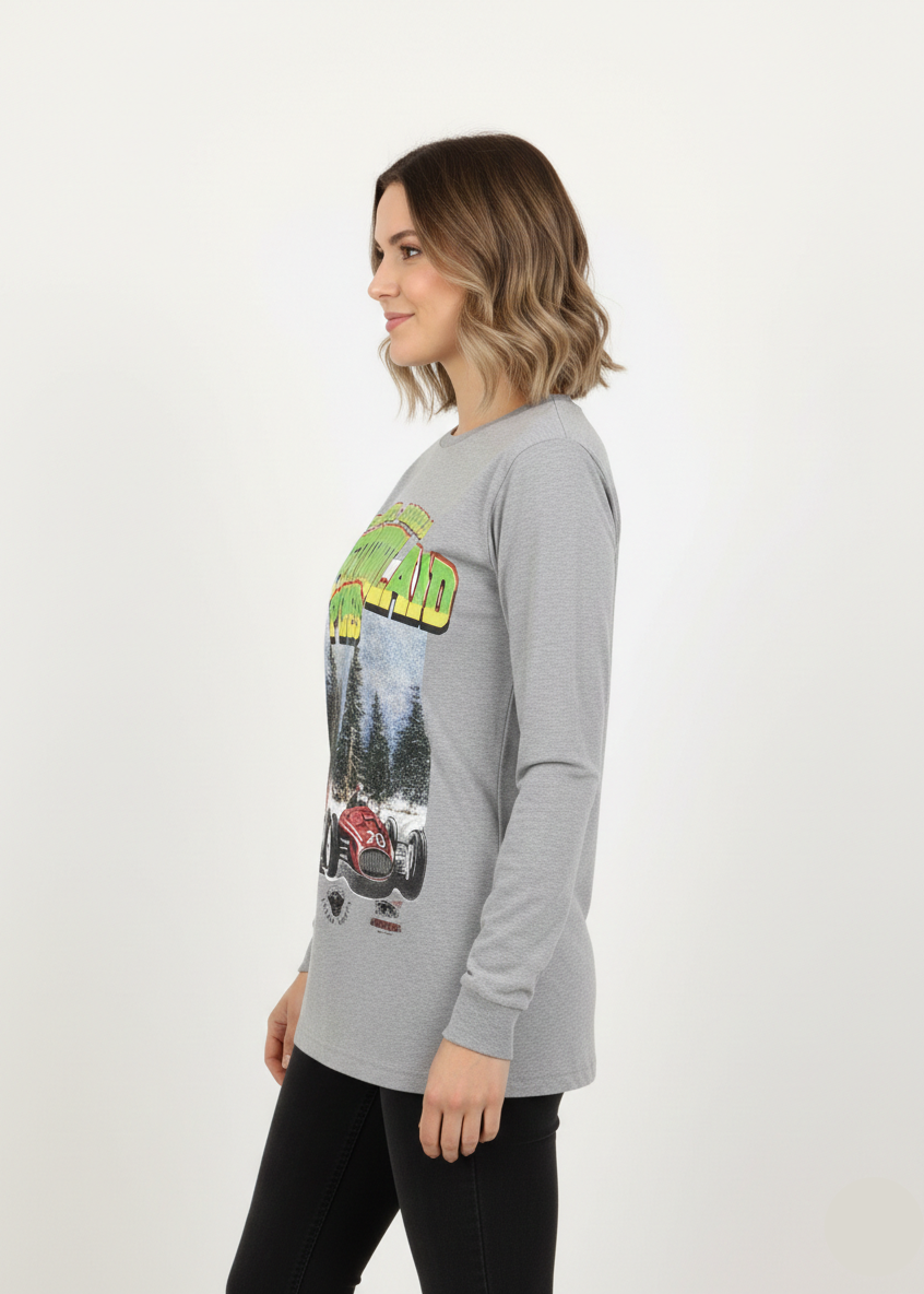Women’s Grey Full Sleeves Graphic Printed T-Shirt  (Missguided Brand) - WT-01