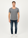 Men’s Solid Grey Cotton Summer T-Shirt – Slim Fit MT- 22