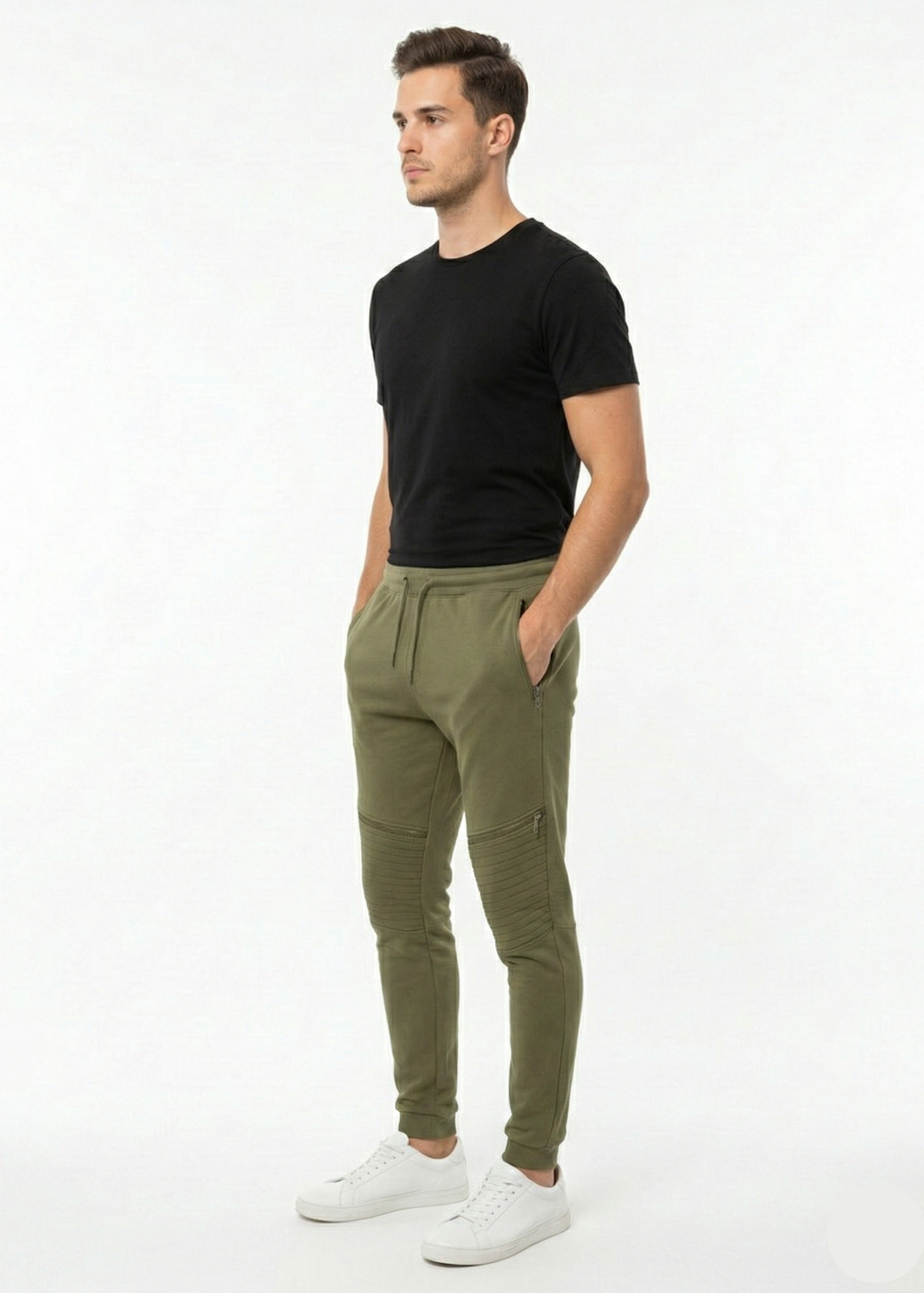 Men's Olive Green Moto Biker Joggers MTR - 01