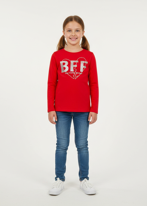 Kids Girl T-shirt - Red Color (H & M) - GT26