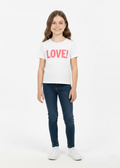 Girls White “LOVE” Graphic Short Sleeve T-Shirt -  GT-21