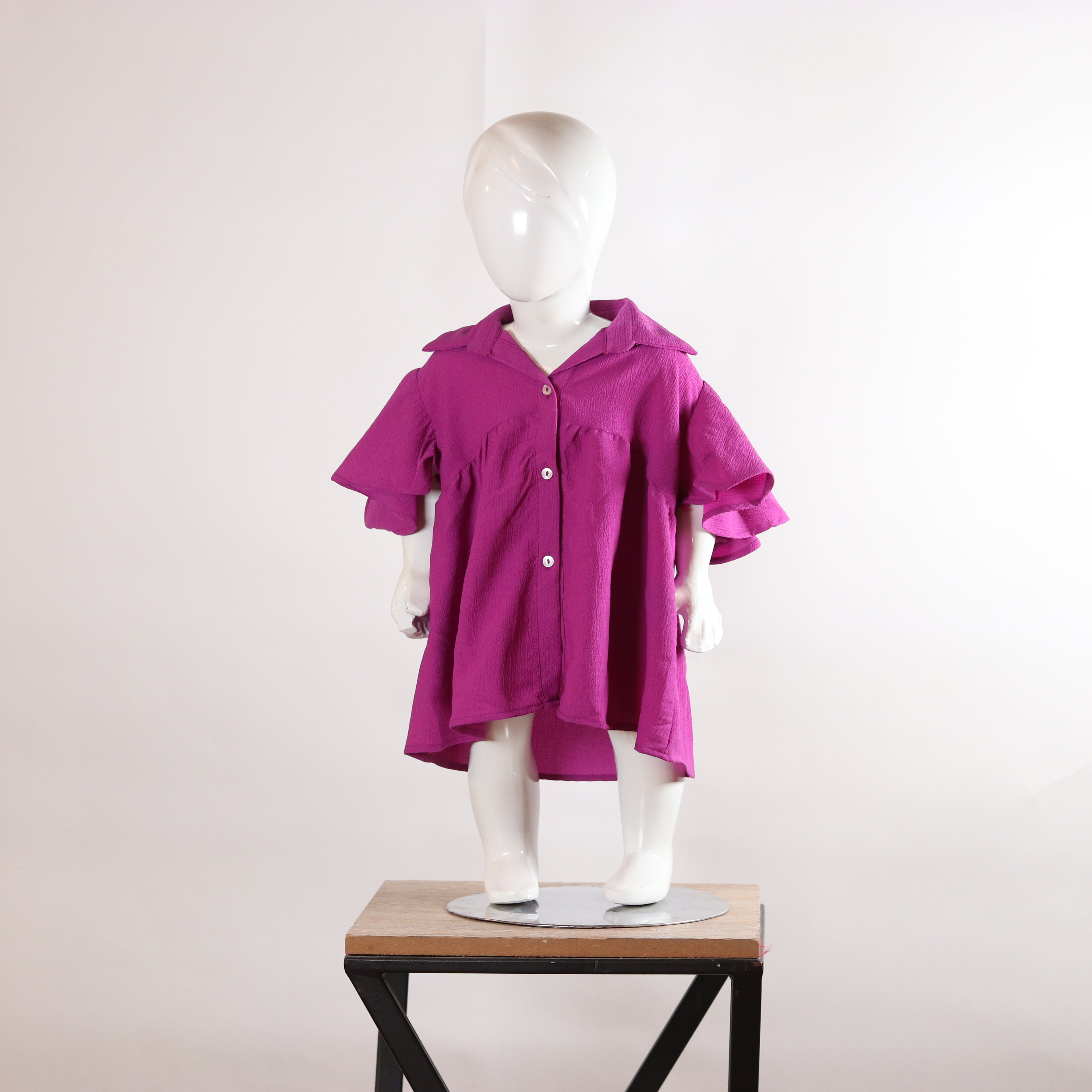 Lily Fuchsia Ruffle-Sleeve Girls’ Frock