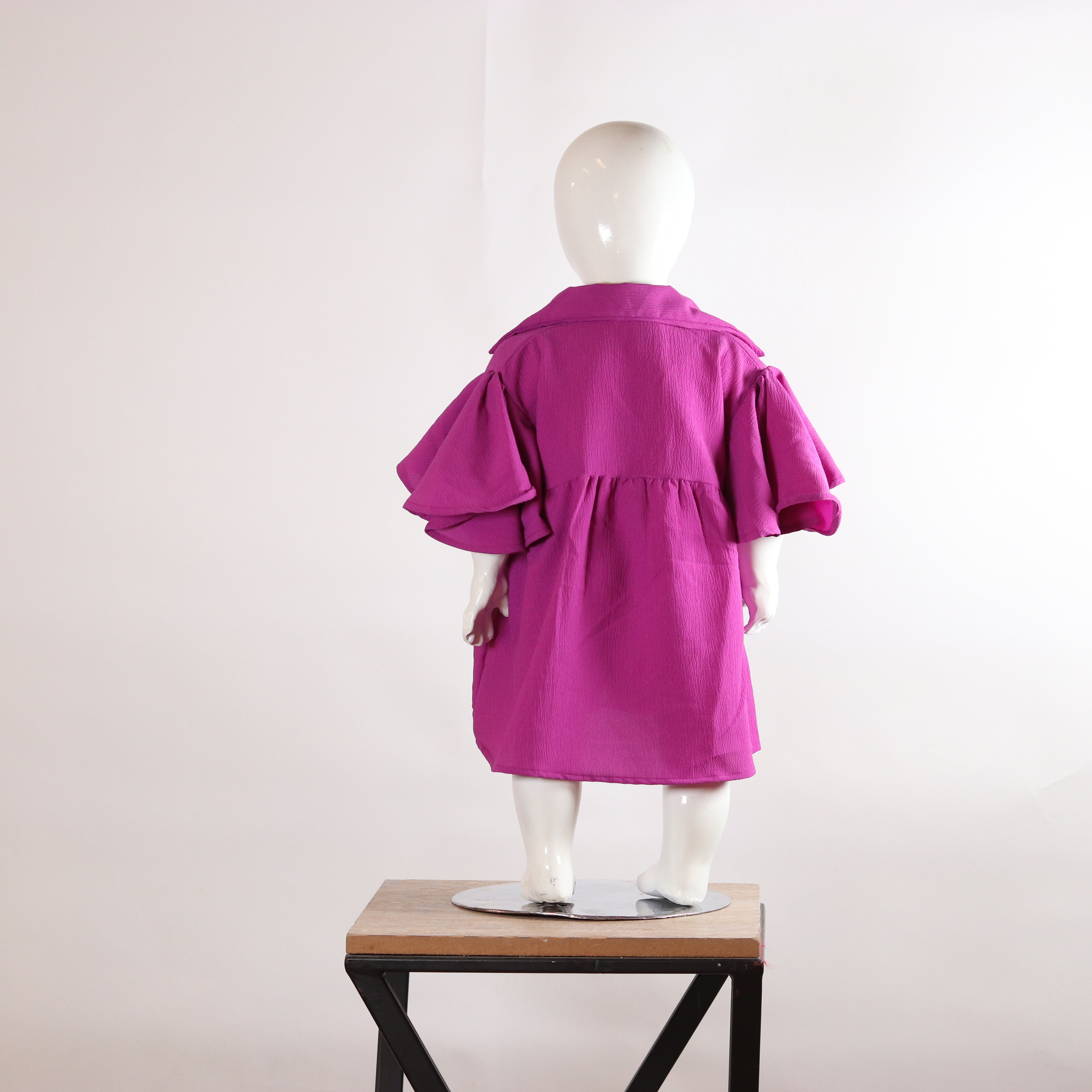 Lily Fuchsia Ruffle-Sleeve Girls’ Frock