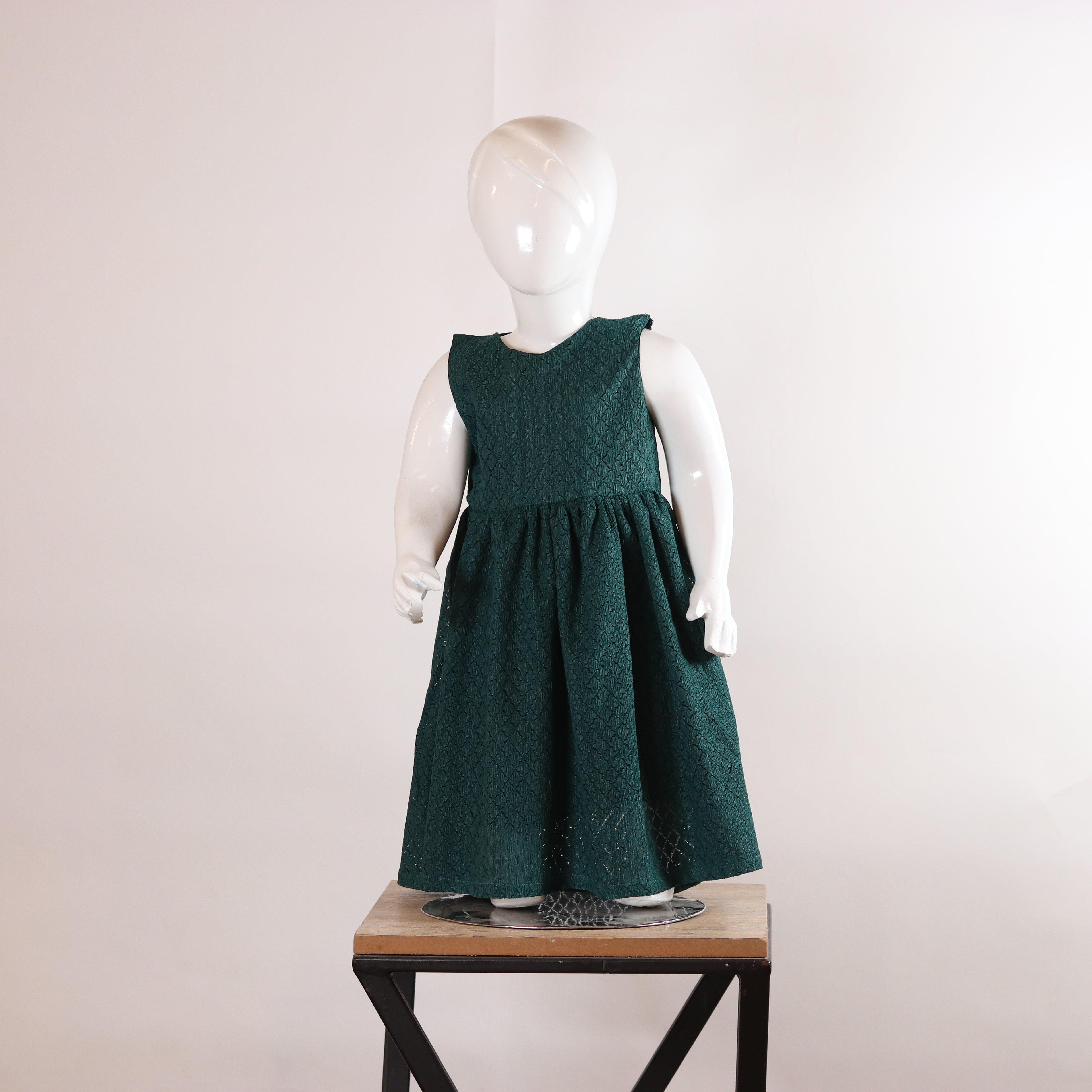 Lily Emerald Green Textured Girls’ Frock