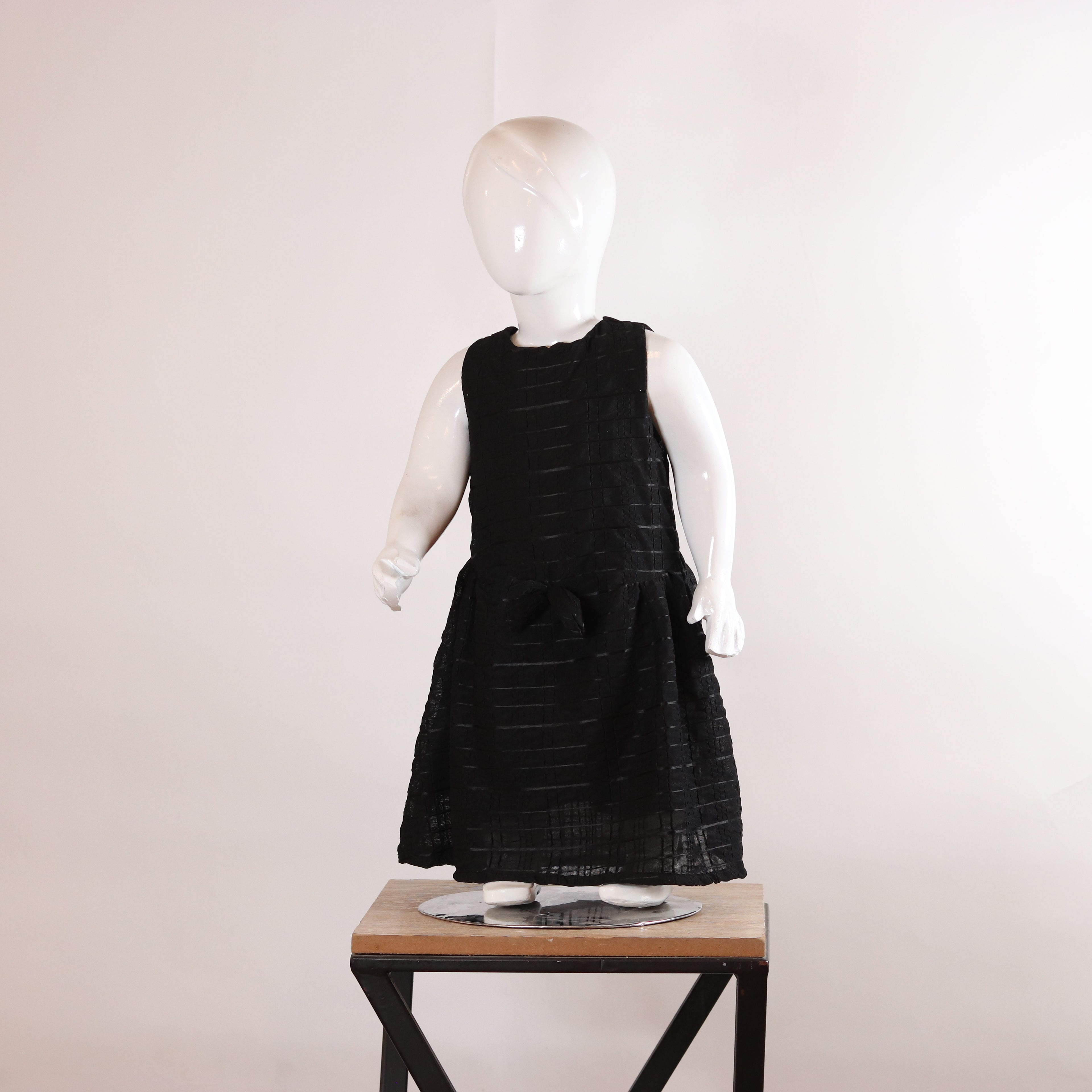 Lily Midnight Black Textured Girls’ Frock