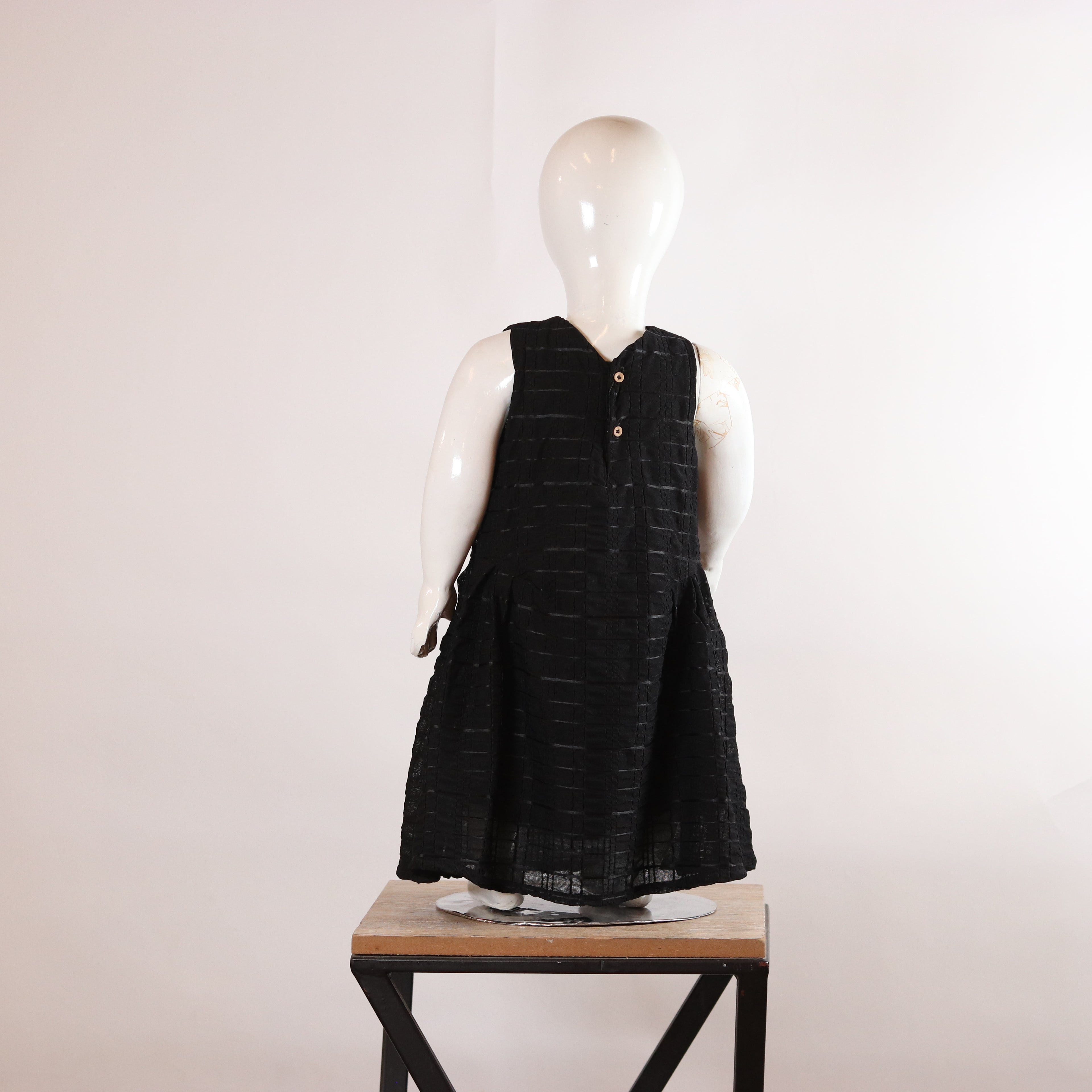 Lily Midnight Black Textured Girls’ Frock