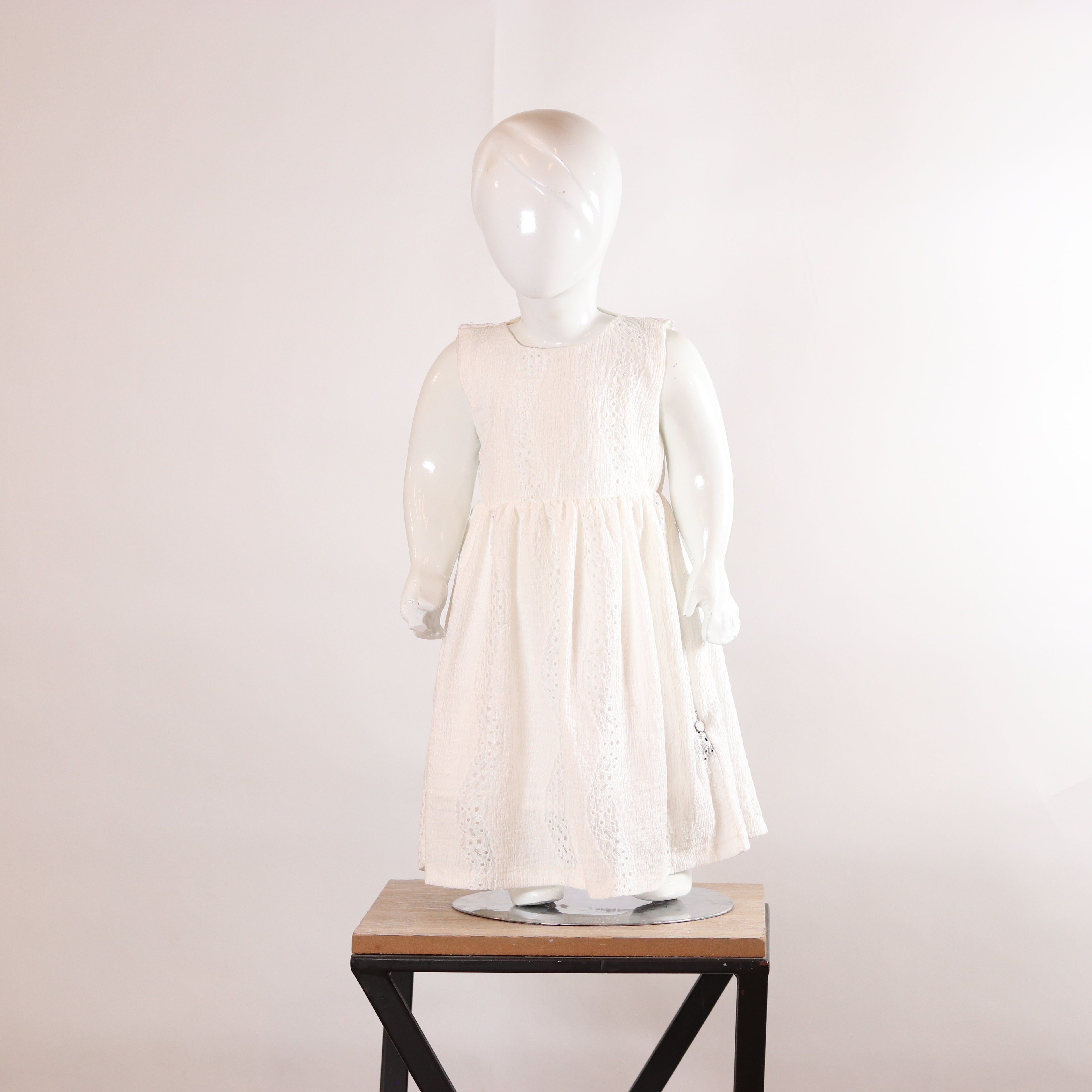 Lily Ivory Eyelet Embroidered Girls’ Frock