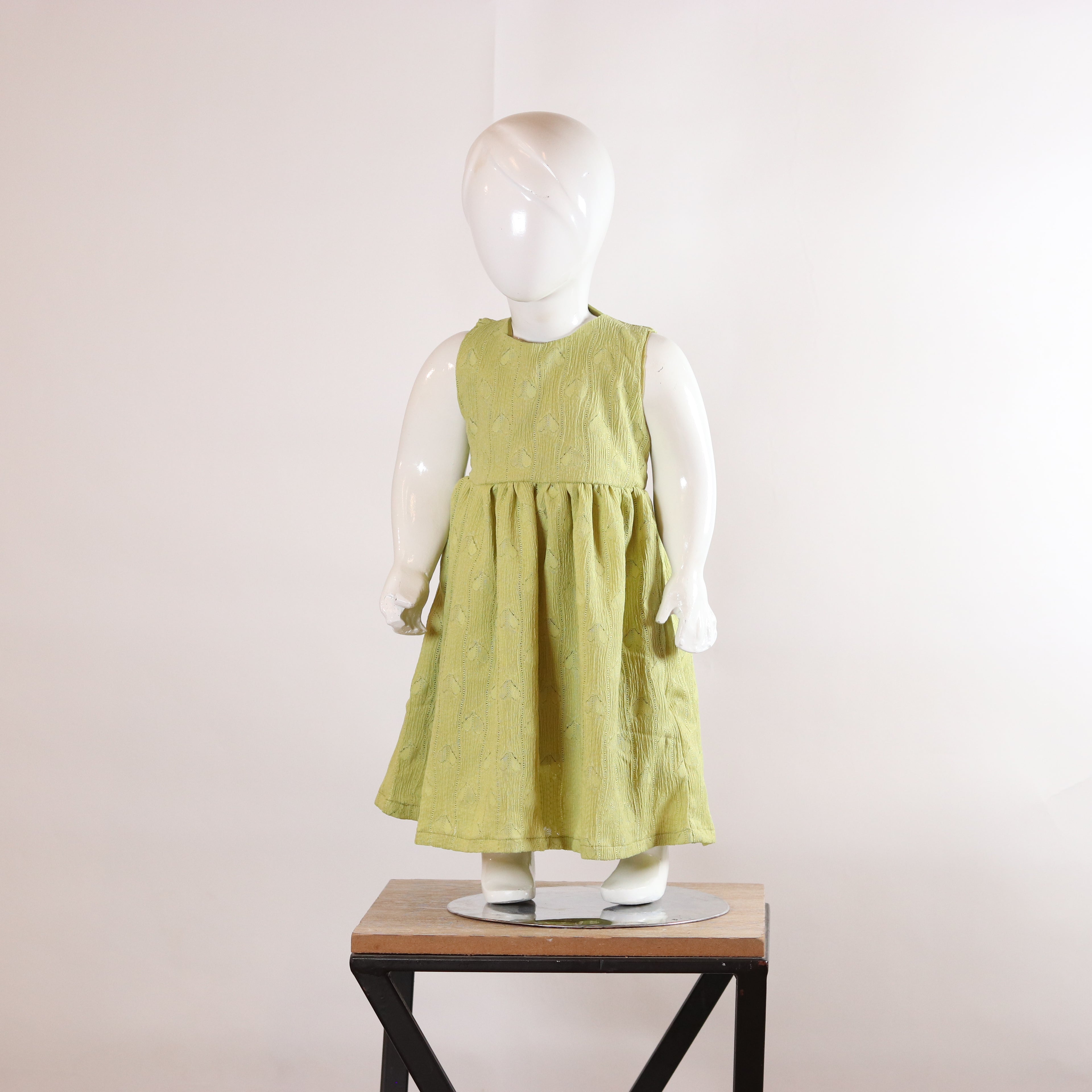 Lily Pistachio Green Textured Girls’ Frock