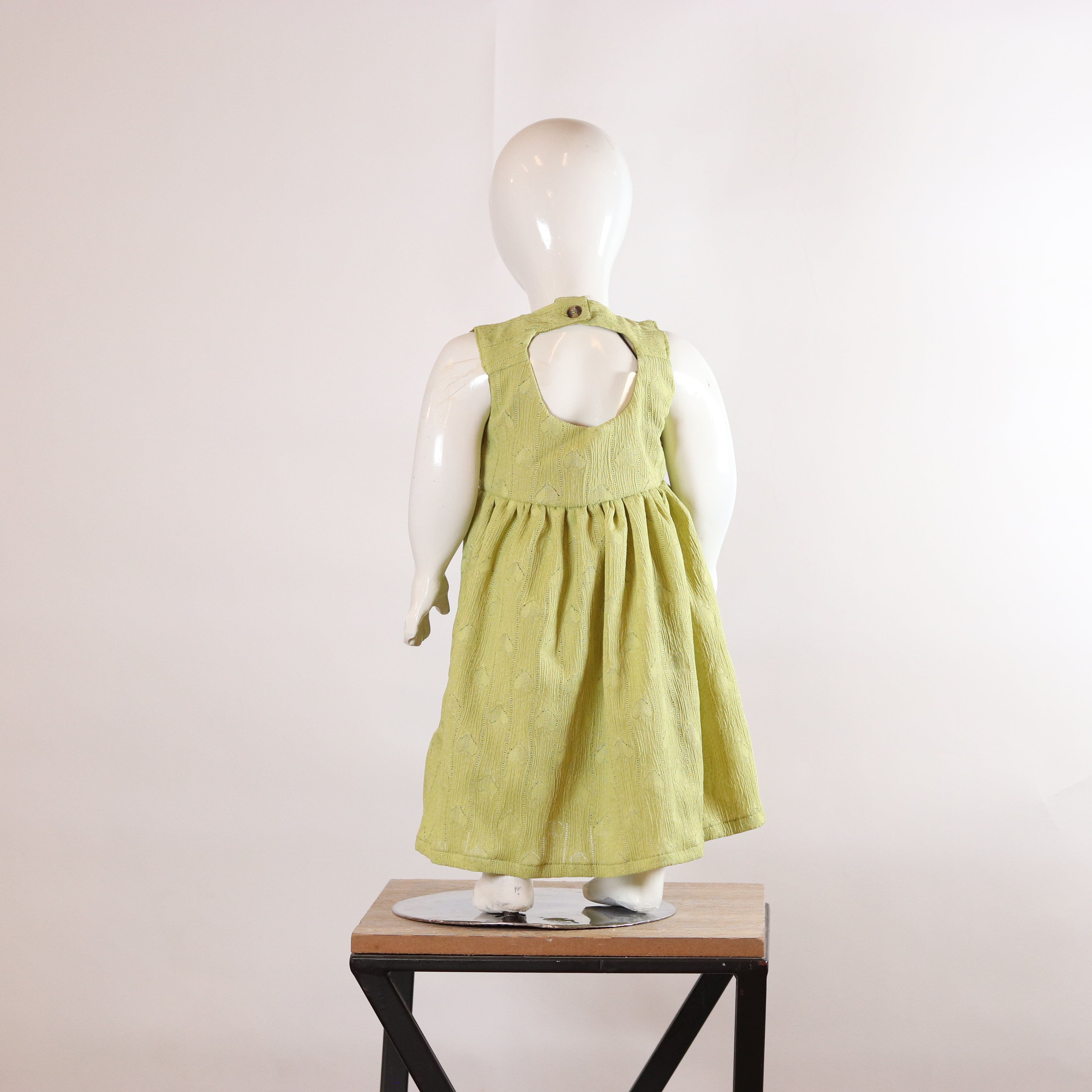 Lily Pistachio Green Textured Girls’ Frock