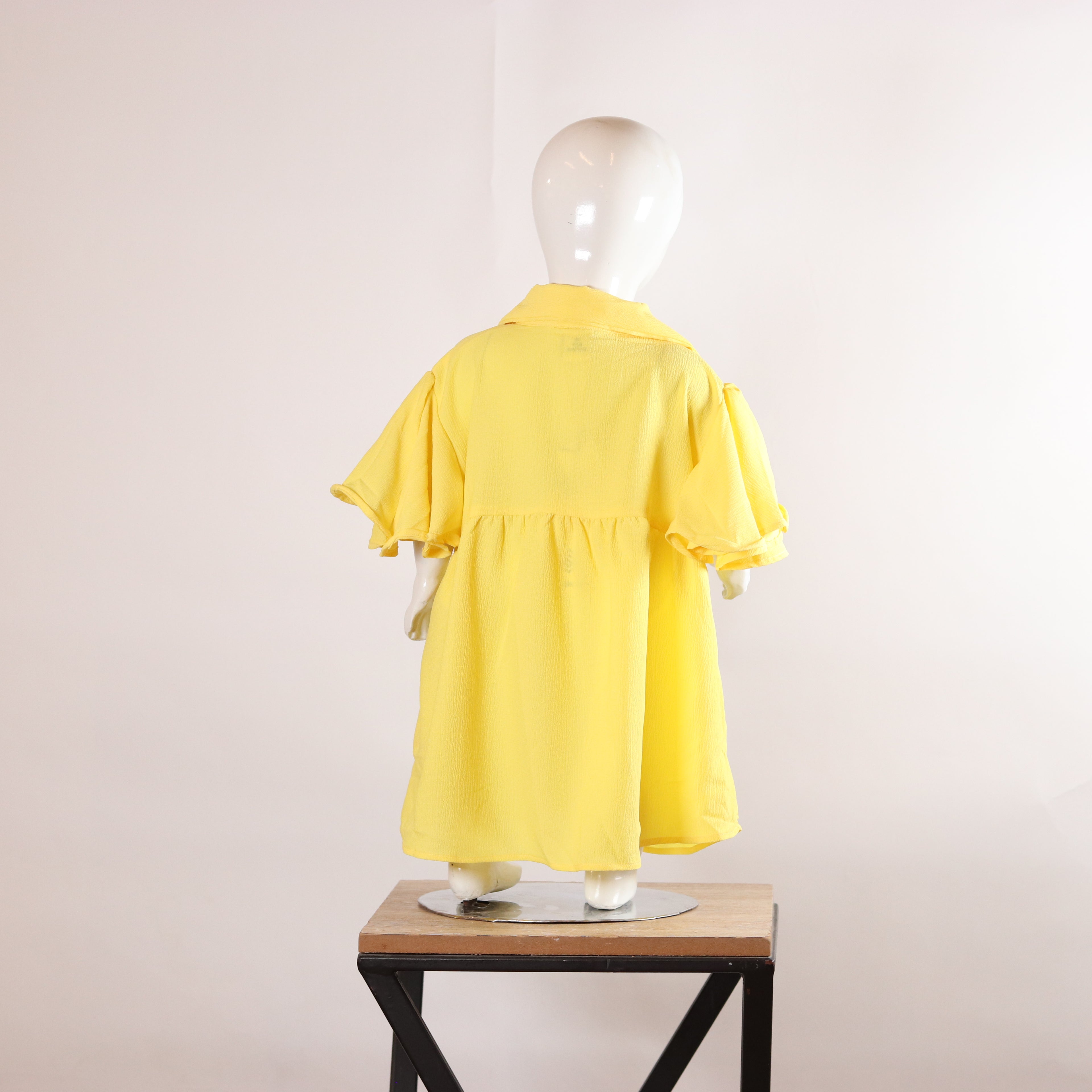 Lily Sunshine Yellow Ruffle-Sleeve Girls’ Frock