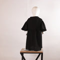 Girls Black Flutter-Sleeve Shirt Dress