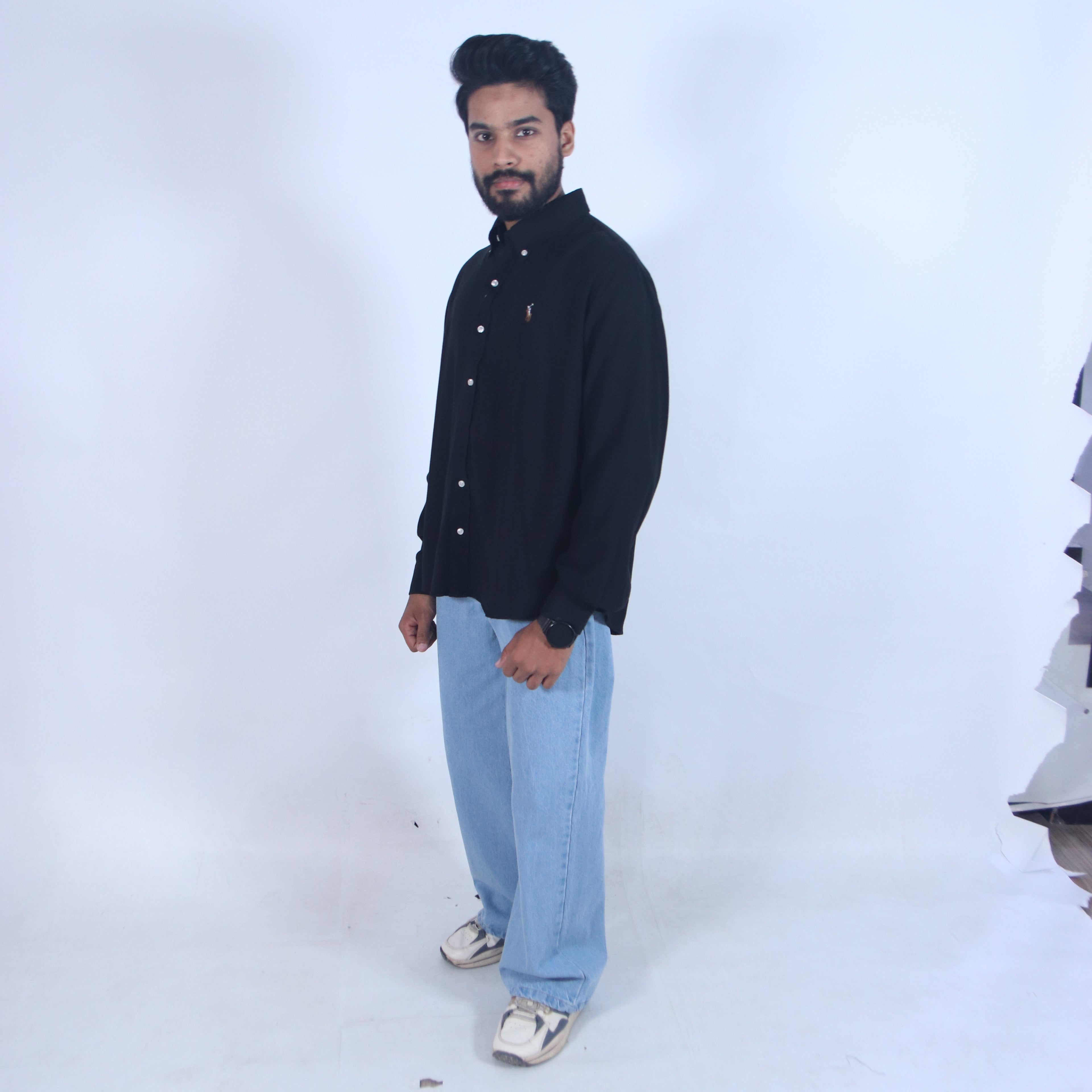 Midnight Black Relaxed-Fit Shirt