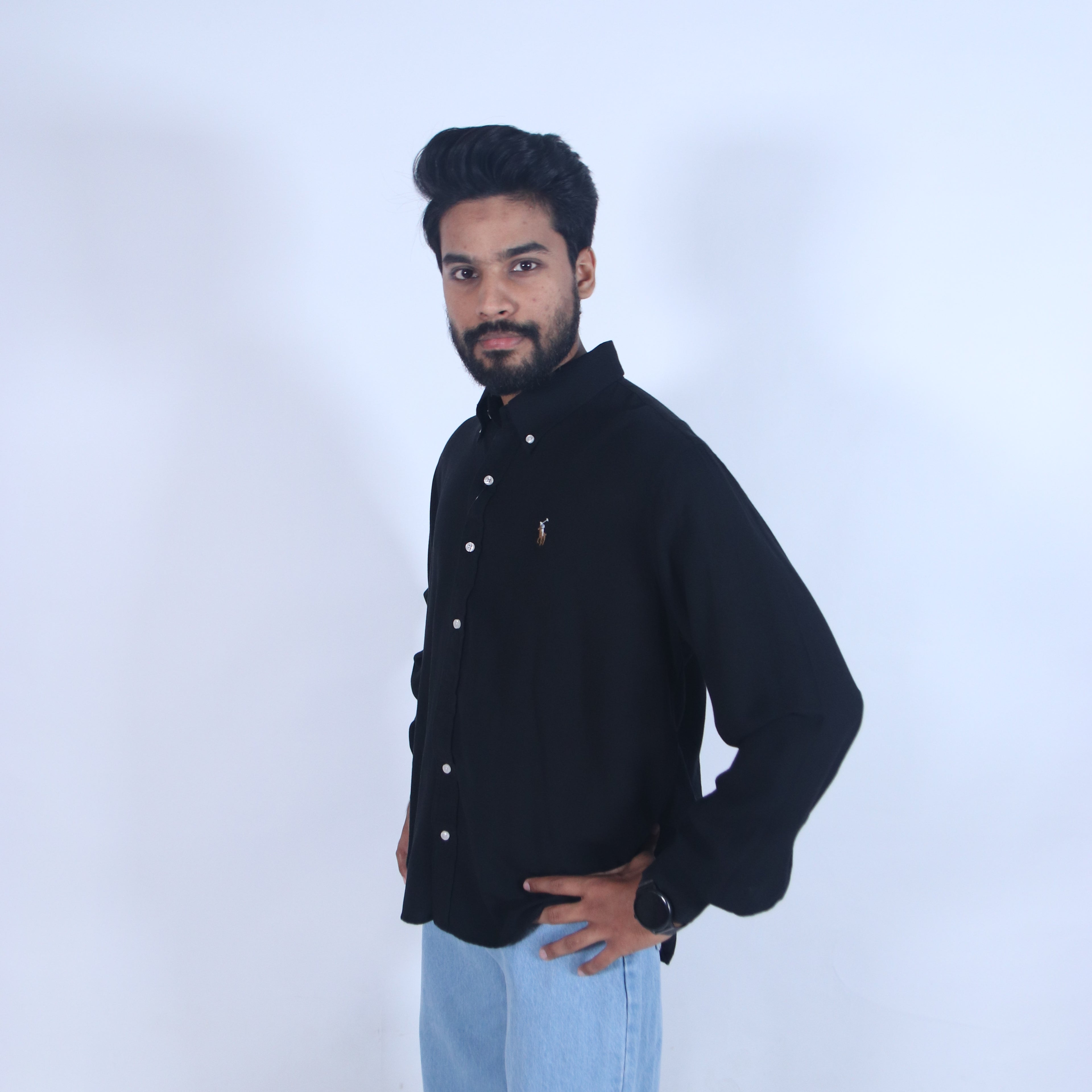 Midnight Black Relaxed-Fit Shirt