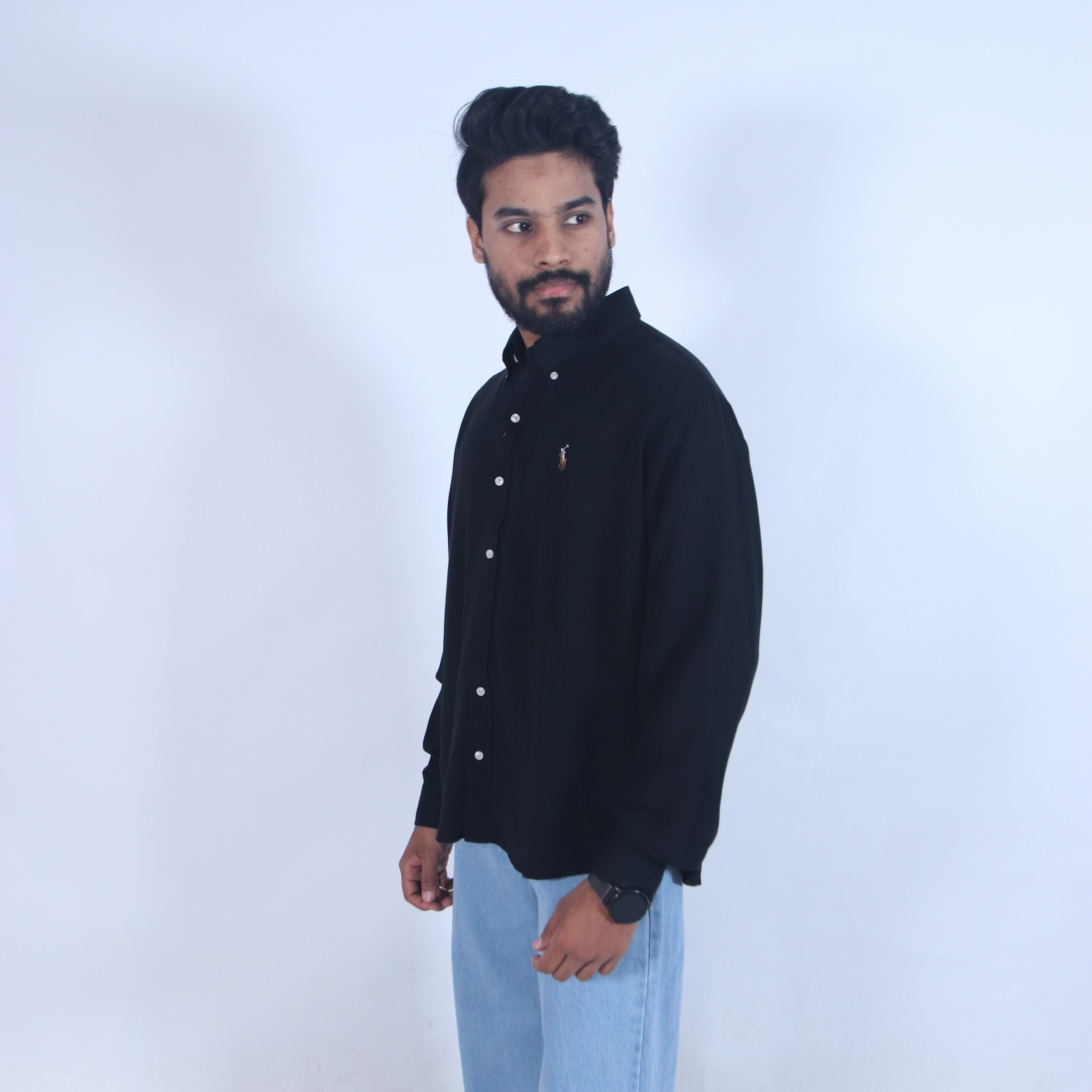 Midnight Black Relaxed-Fit Shirt